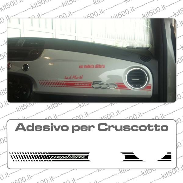 Adesivo FIAT 500-2 CUORI sticker ROSSO plancia cruscotto 22 